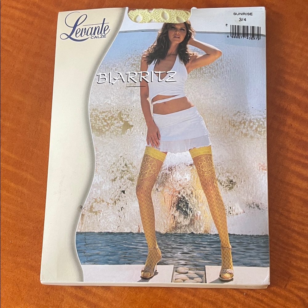 Levante Yellow Lace self support ing Stockings with spandex